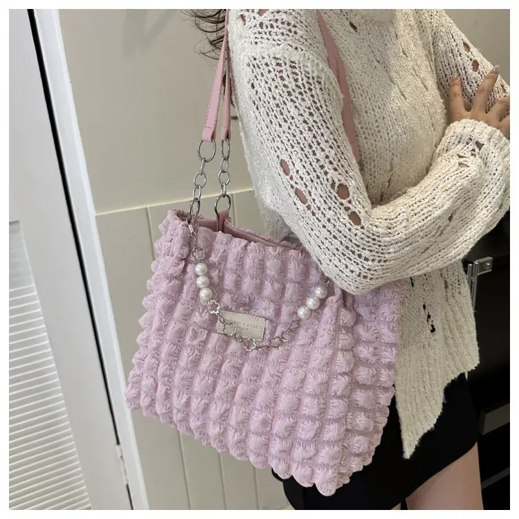Pink Pleated Shoulder Bag for Women 2025 Summer — feature 11