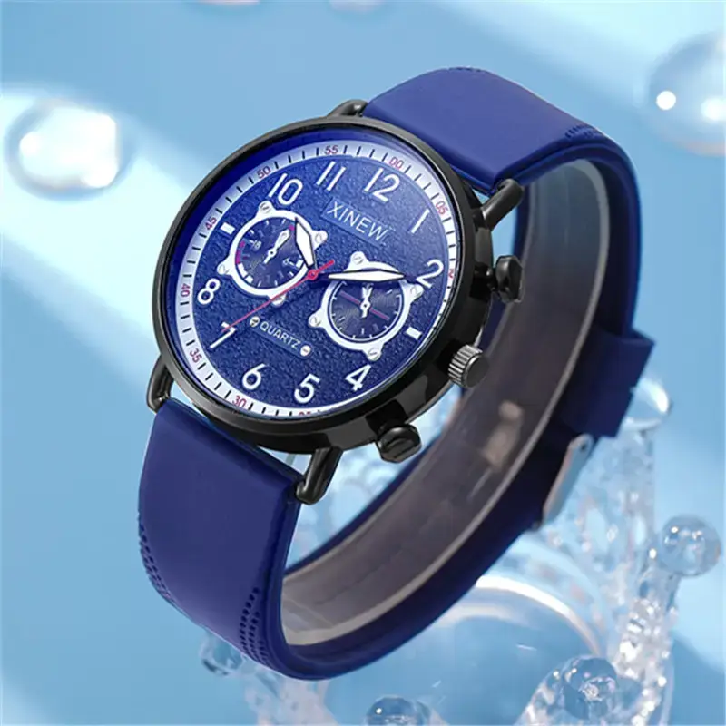 Men Xinew Blue Nylon Chronograph Watch Quartz 2024 — feature 3