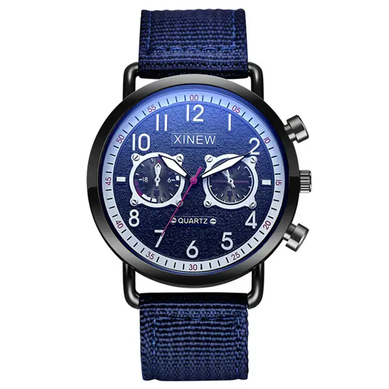 Men Xinew Blue Nylon Chronograph Watch Quartz 2024 - Image 5