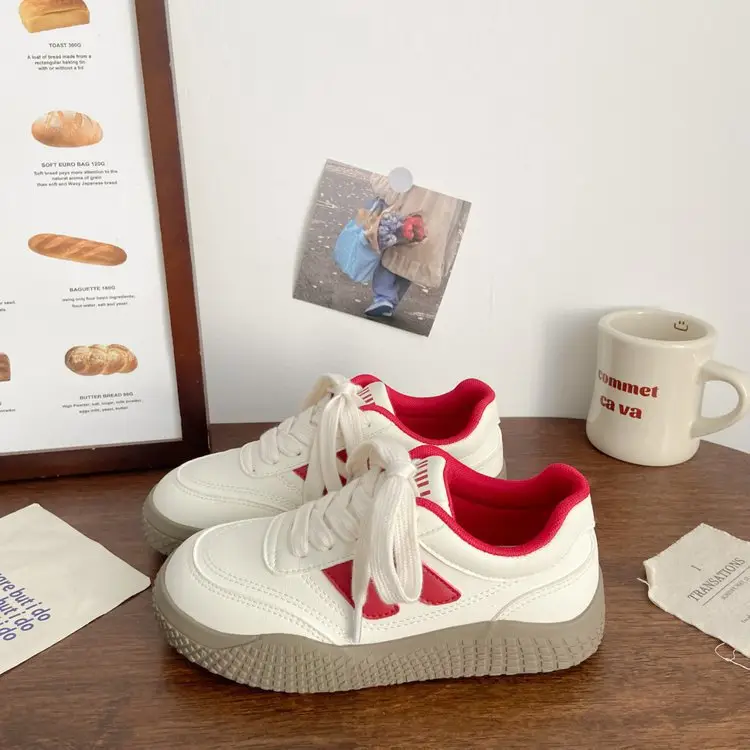 Women White Leather Platform Slab Shoes Autumn New - Image 2