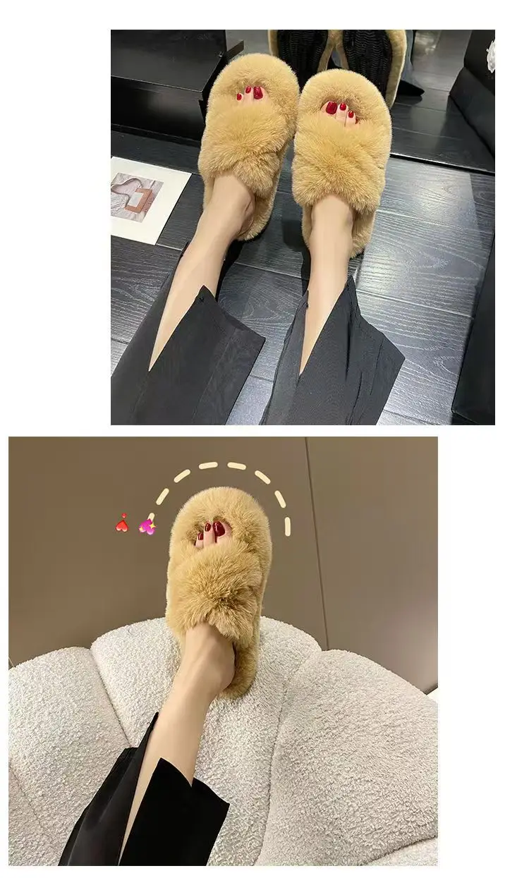 Mao Mao cotton slippers women's autumn and winter plush online popular fashion all-match non-slip thick bottom warm slippers for home — feature 6