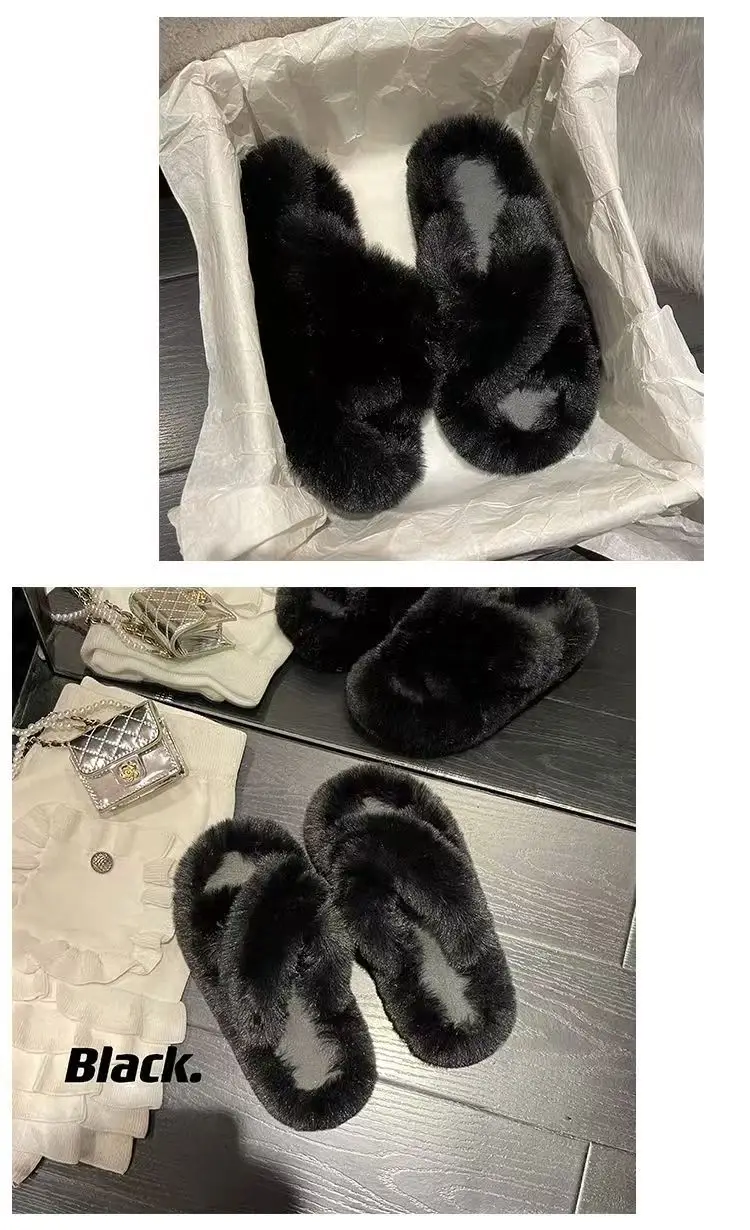 Mao Mao cotton slippers women's autumn and winter plush online popular fashion all-match non-slip thick bottom warm slippers for home — feature 9