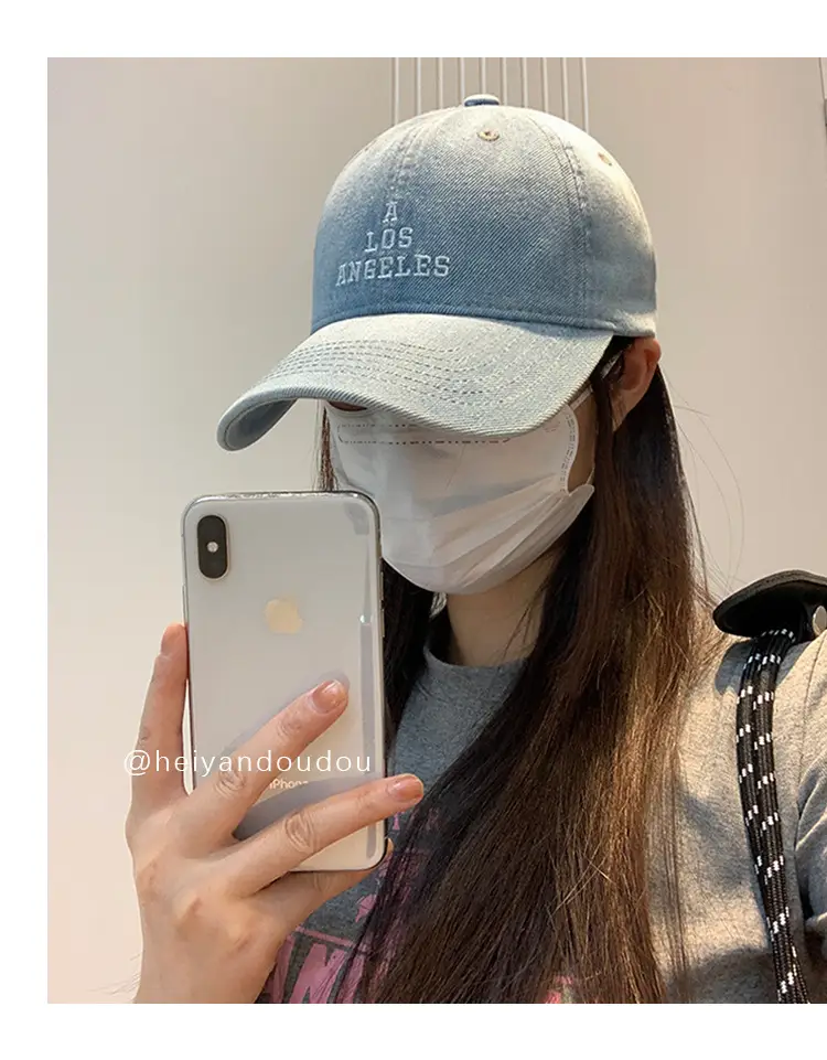 Los Angeles Embroidered Denim Baseball Cap for Women Men — feature 8