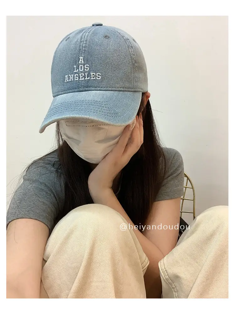 Los Angeles Embroidered Denim Baseball Cap for Women Men — feature 9