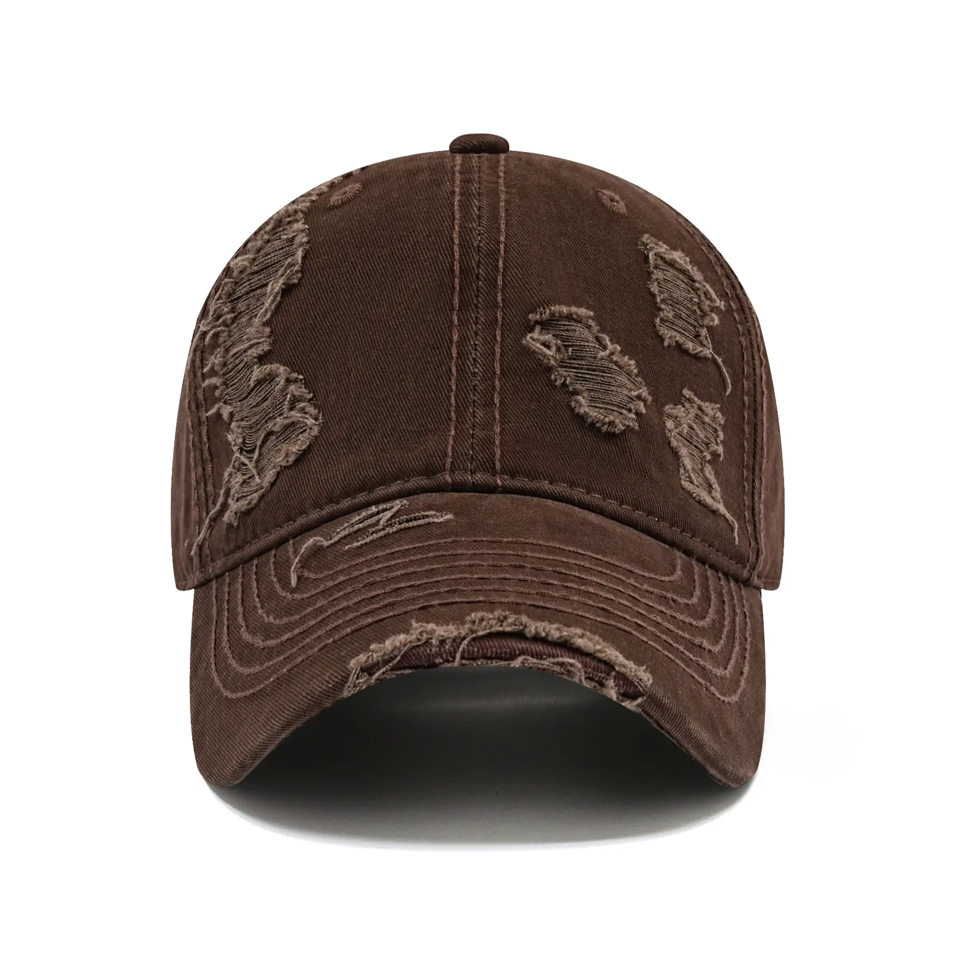 Brown Washed Cotton Baseball Cap for Men