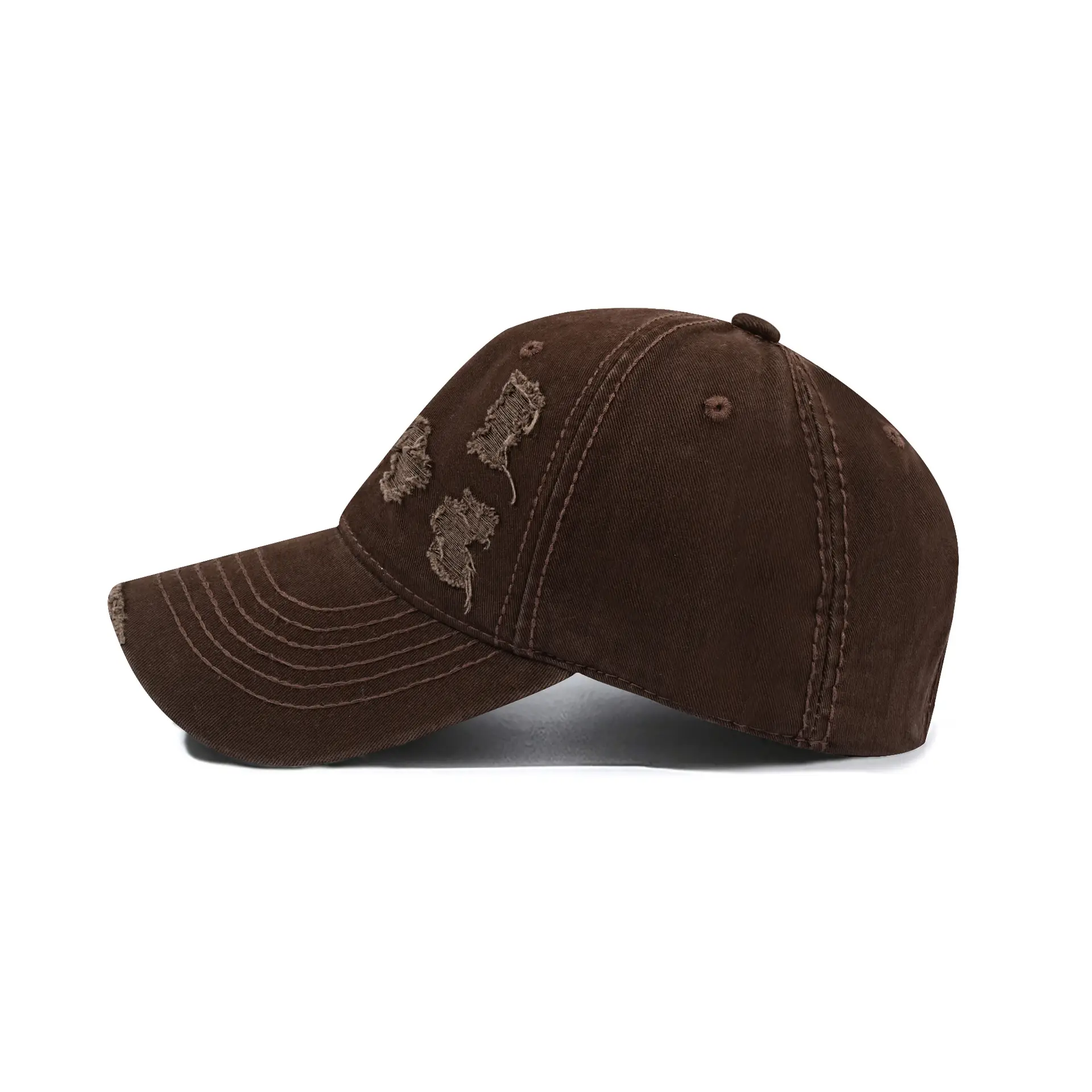 Brown Washed Cotton Baseball Cap for Men
