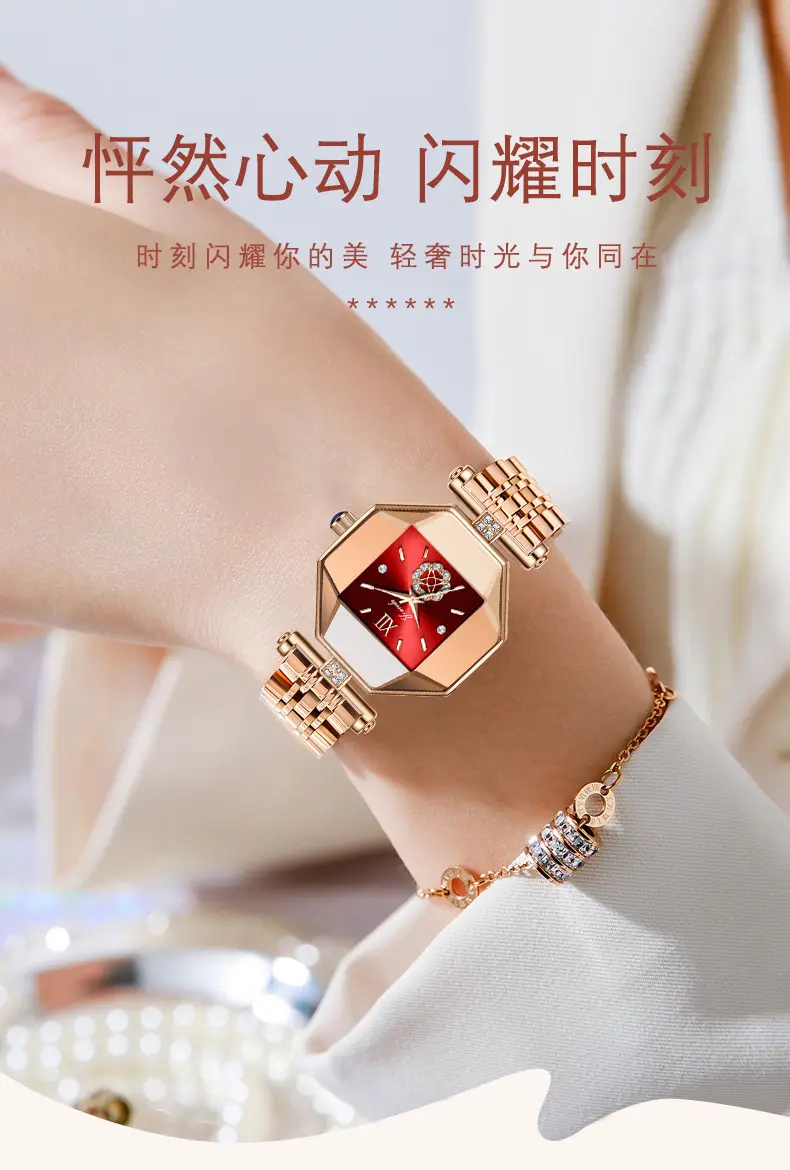 Women's Rose Gold Quartz Watch with Bracelet Set — feature 2