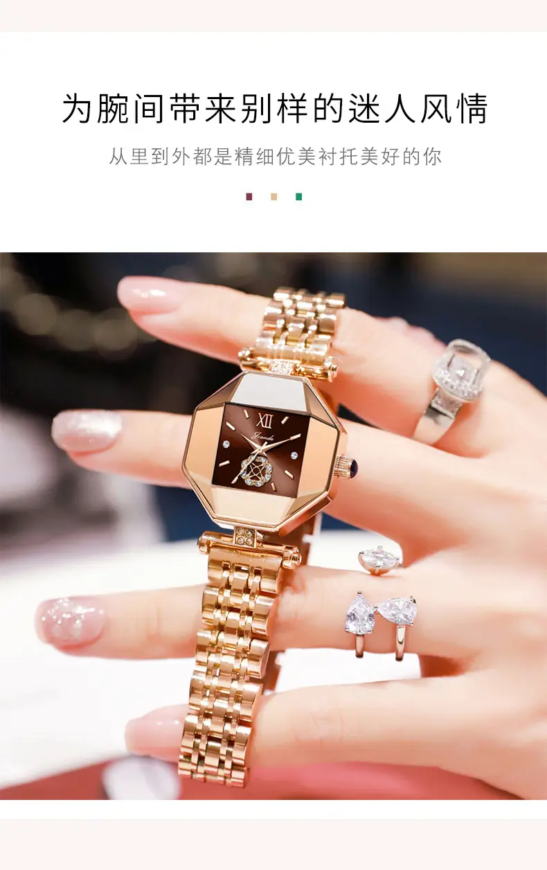 Women's Rose Gold Quartz Watch with Bracelet Set — feature 4