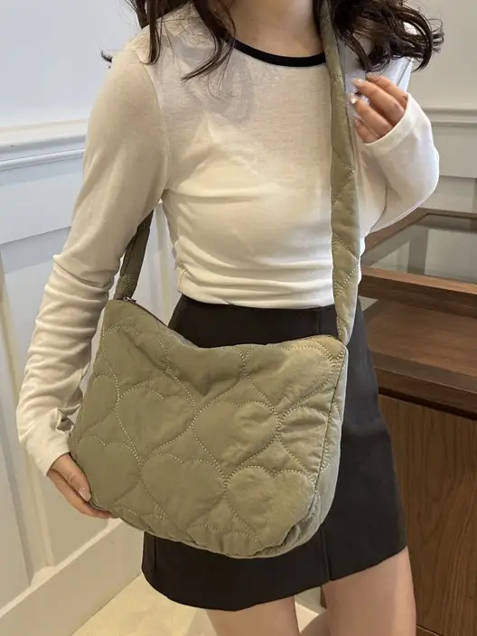 Women's Light Green Quilted Shoulder Bag 2024 - Image 12