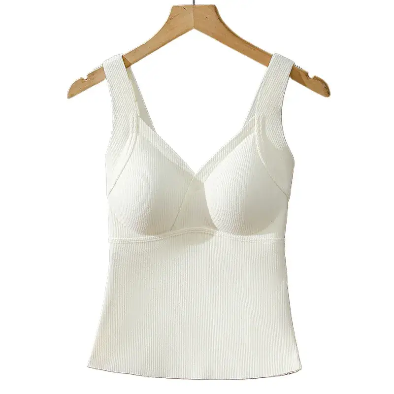 Women's Black Warm Vest with Chest Pad Non-Rimless Bra - Image 9