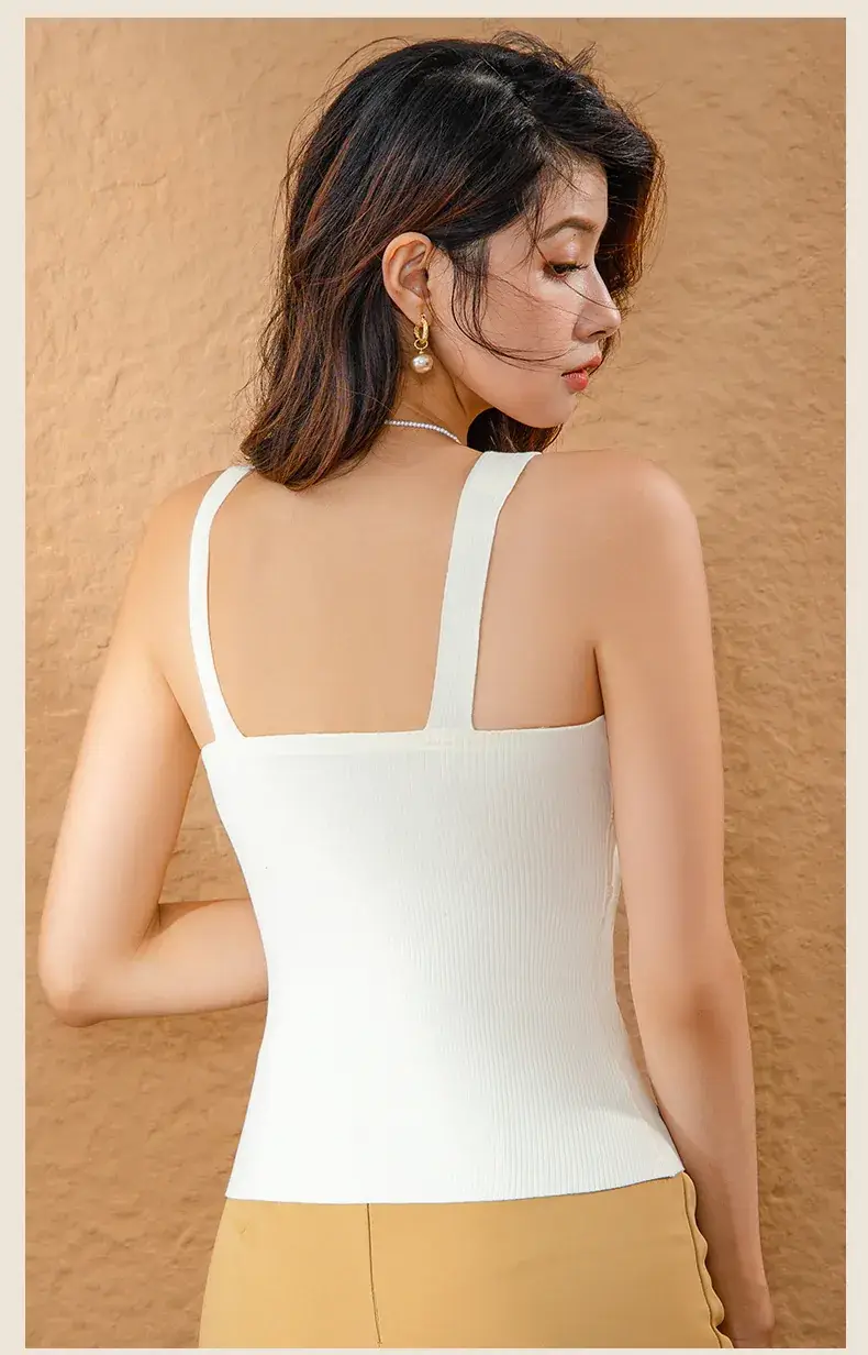 Women's Black Warm Vest with Chest Pad Non-Rimless Bra — feature 19