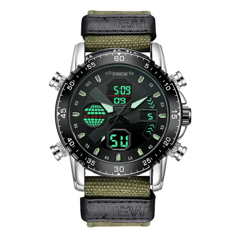 Men's Multifunctional GPS Watch with Digital Display & Leather Strap