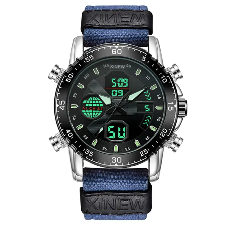 Men's Multifunctional GPS Watch with Digital Display & Leather Strap