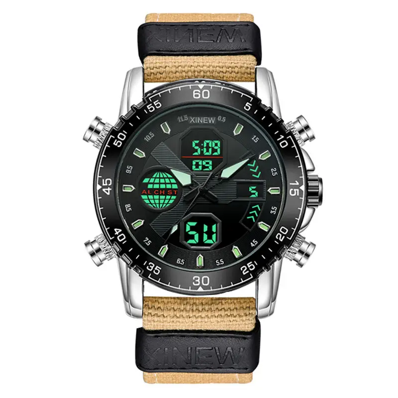 Men's Multifunctional GPS Watch with Digital Display & Leather Strap