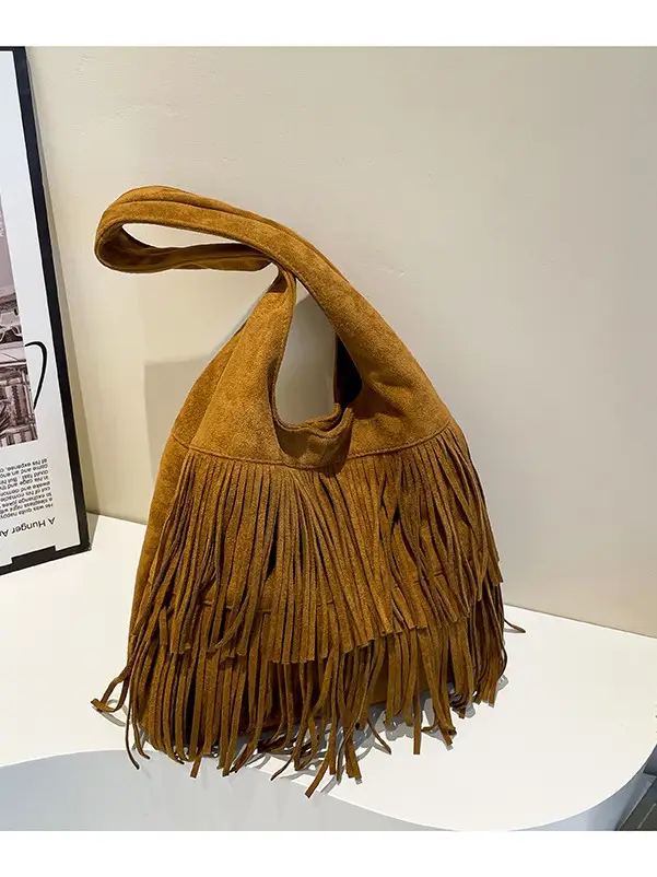 Brown Fringe Shoulder Bag for Women - Image 7