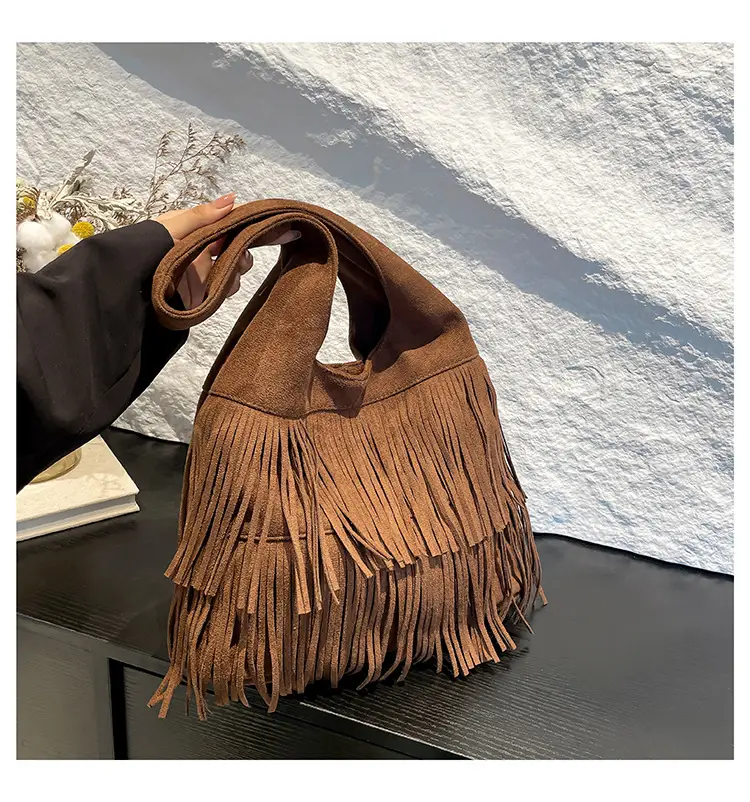 Brown Fringe Shoulder Bag for Women — feature 11