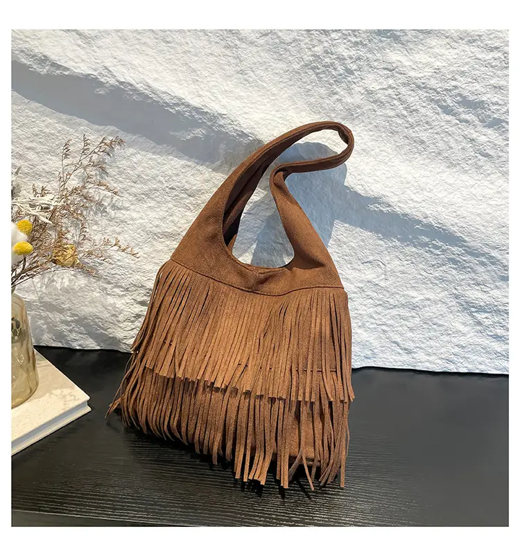 Brown Fringe Shoulder Bag for Women — feature 12