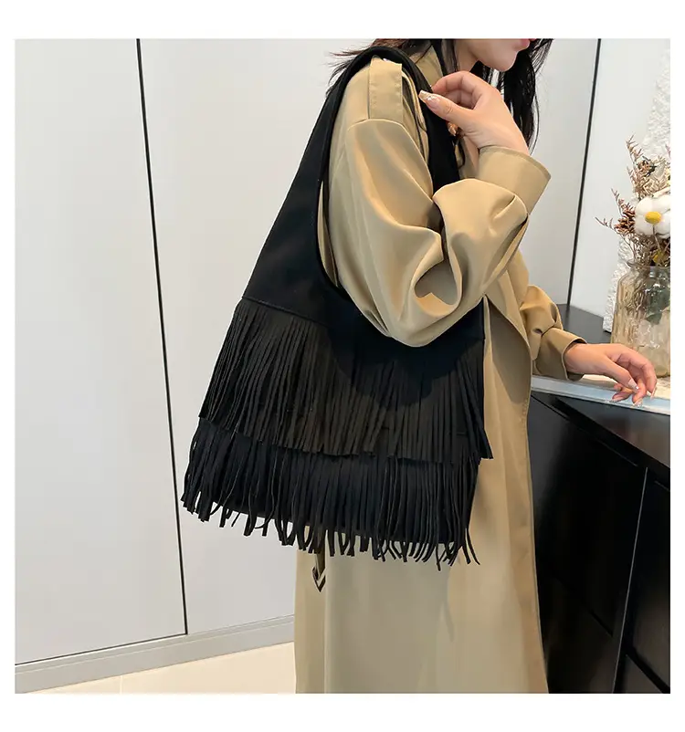 Brown Fringe Shoulder Bag for Women — feature 17