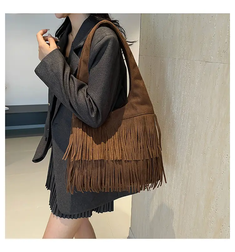 Brown Fringe Shoulder Bag for Women — feature 19
