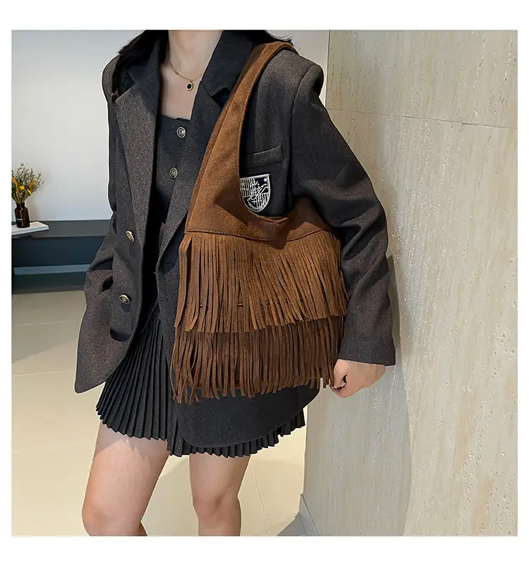 Brown Fringe Shoulder Bag for Women — feature 20