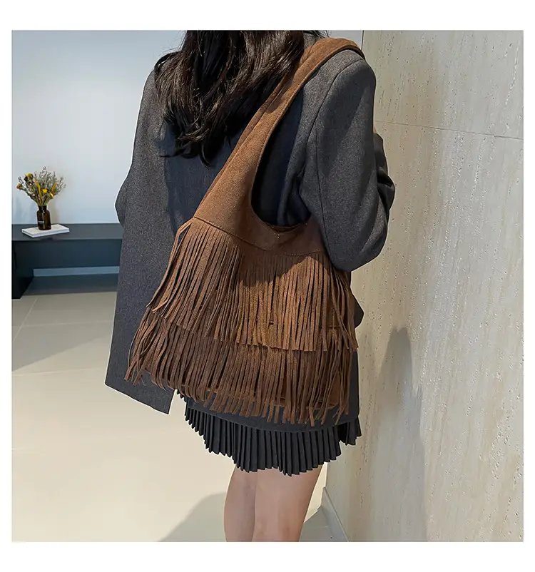 Brown Fringe Shoulder Bag for Women — feature 21