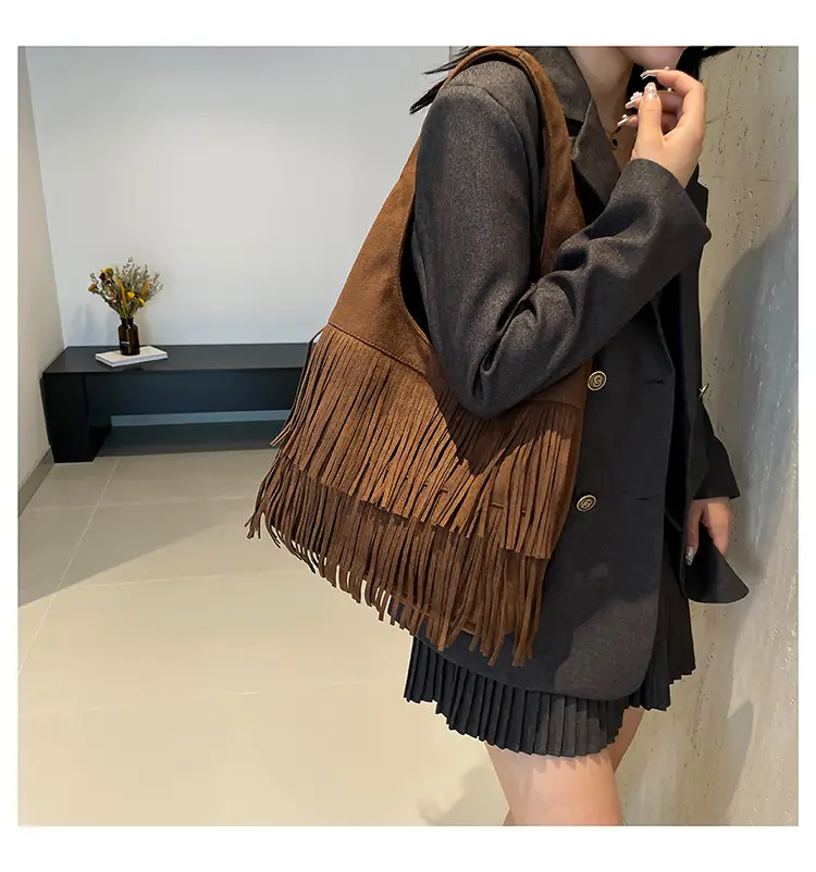 Brown Fringe Shoulder Bag for Women — feature 22