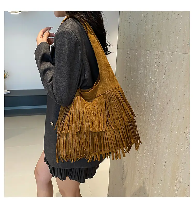 Brown Fringe Shoulder Bag for Women — feature 23