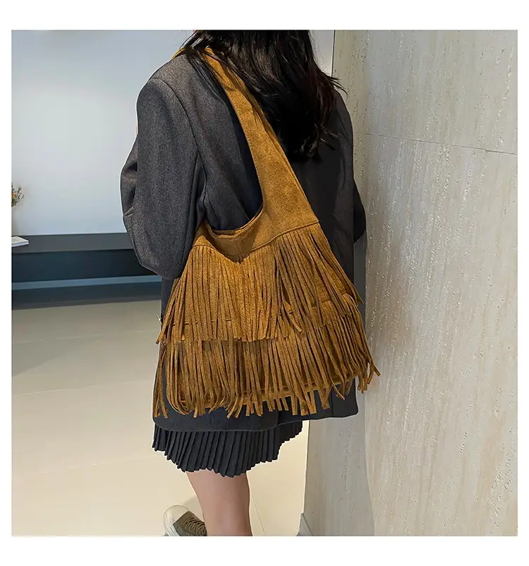 Brown Fringe Shoulder Bag for Women — feature 24