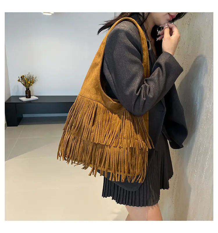 Brown Fringe Shoulder Bag for Women — feature 25