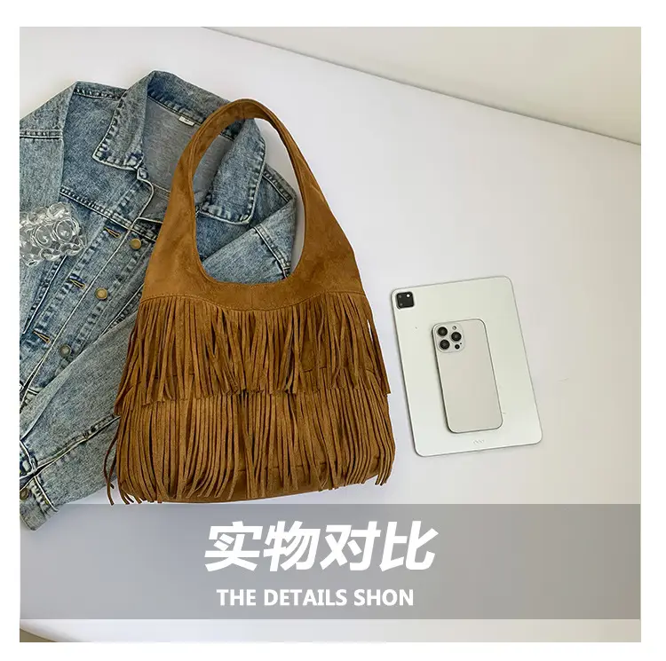 Brown Fringe Shoulder Bag for Women — feature 5
