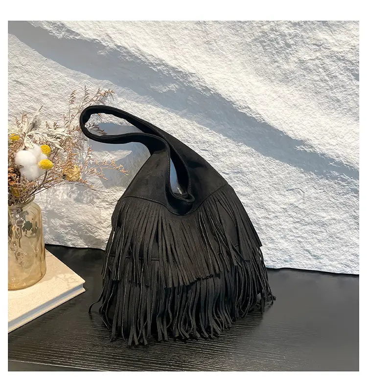 Brown Fringe Shoulder Bag for Women - Image 3
