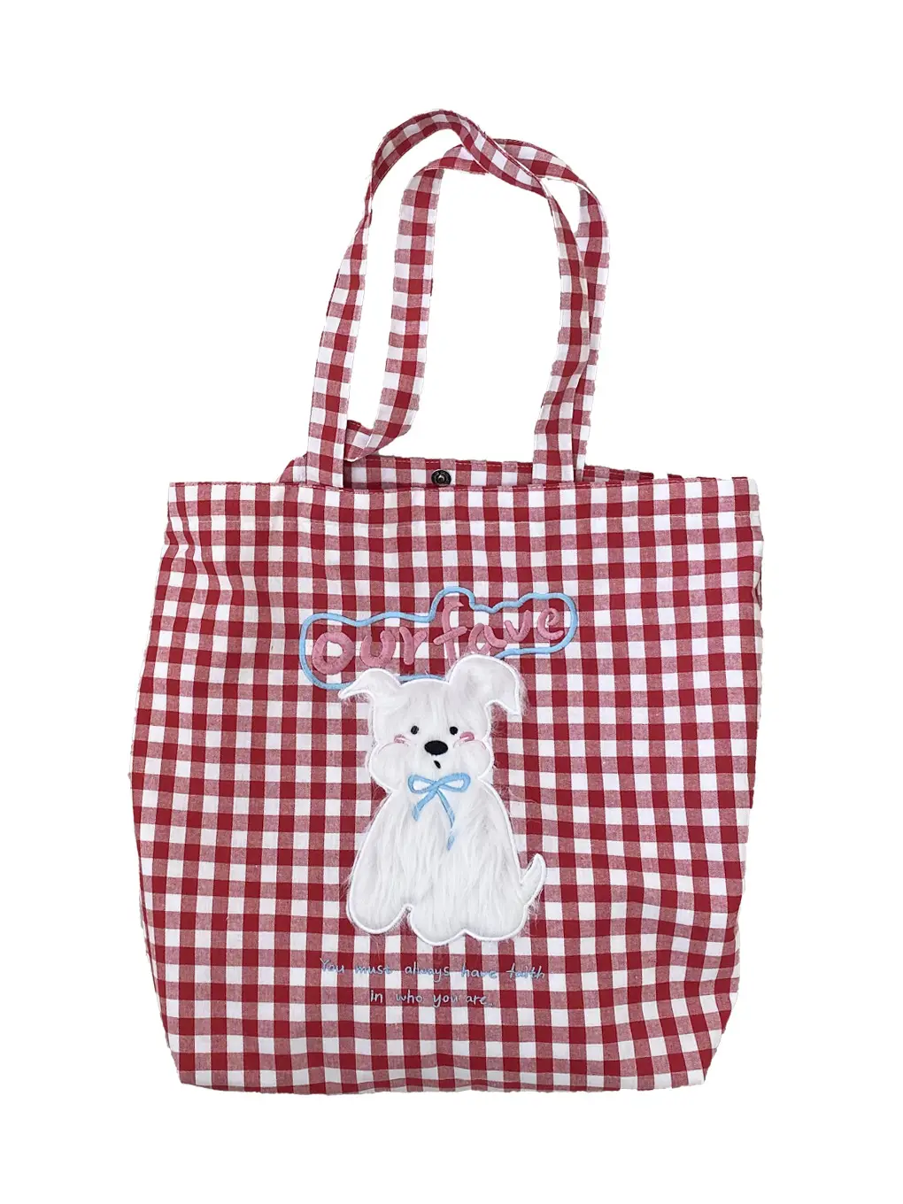 Cute Plush Puppy Bag Red White Large Capacity - Image 7
