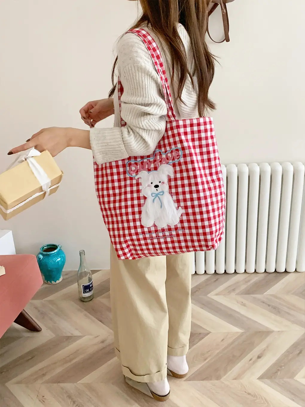 Cute Plush Puppy Bag Red White Large Capacity — feature 13