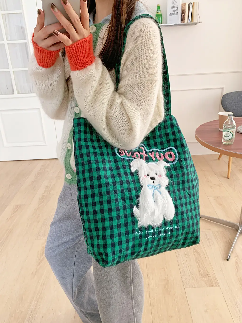 Cute Plush Puppy Bag Red White Large Capacity — feature 17