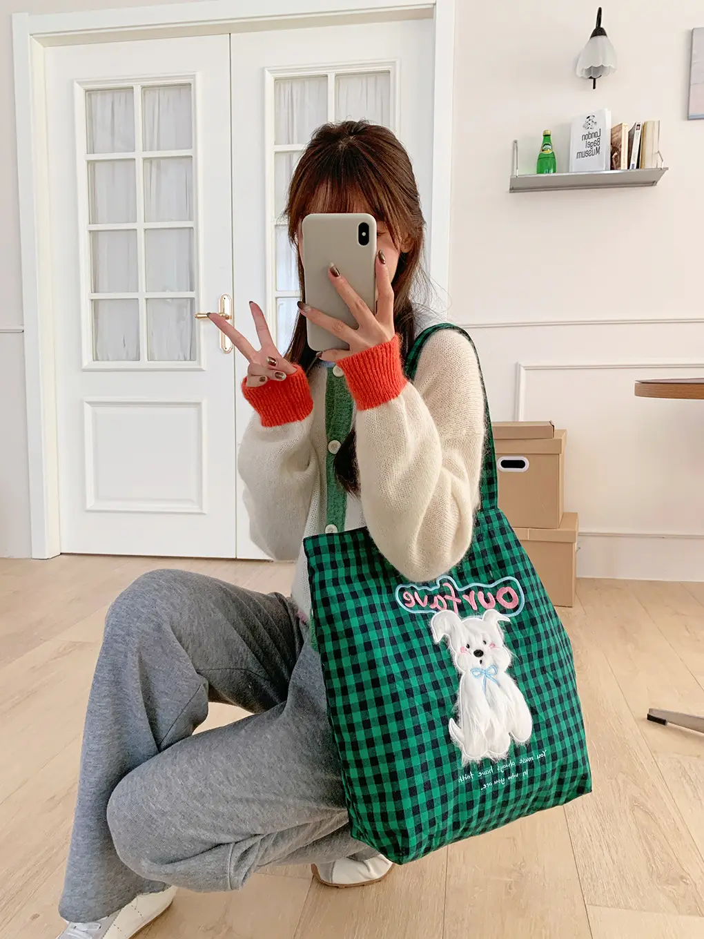 Cute Plush Puppy Bag Red White Large Capacity — feature 18