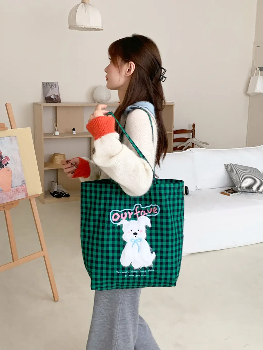 Cute Plush Puppy Bag Red White Large Capacity — feature 19