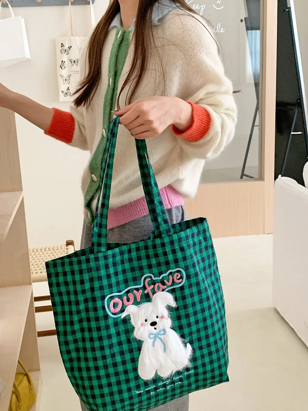 Cute Plush Puppy Bag Red White Large Capacity — feature 21