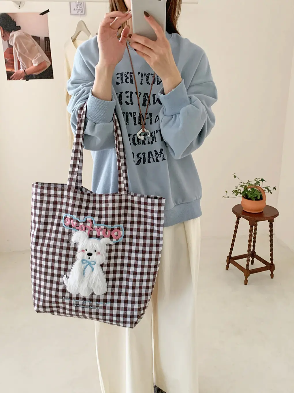 Cute Plush Puppy Bag Red White Large Capacity — feature 25
