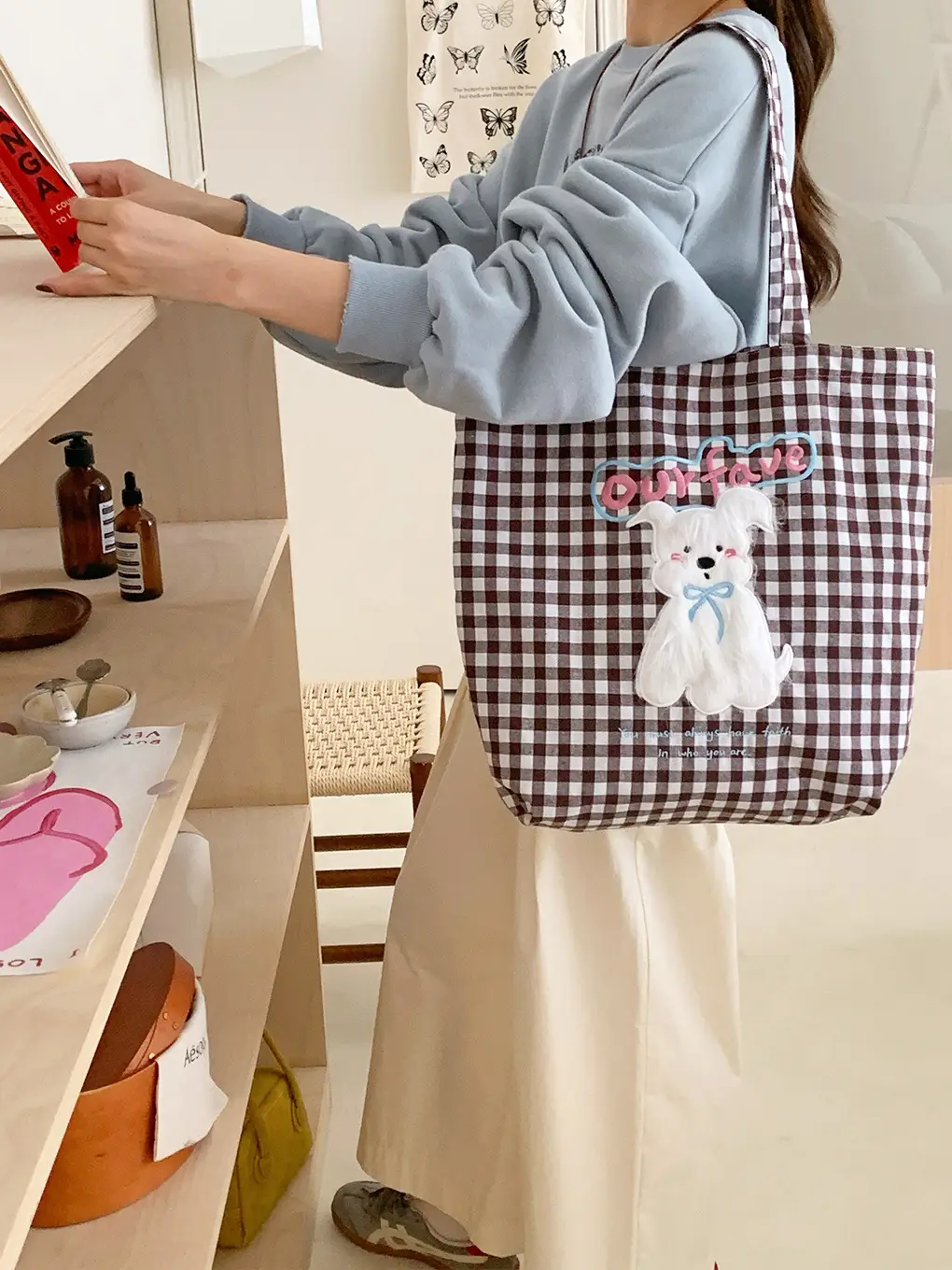 Cute Plush Puppy Bag Red White Large Capacity — feature 29