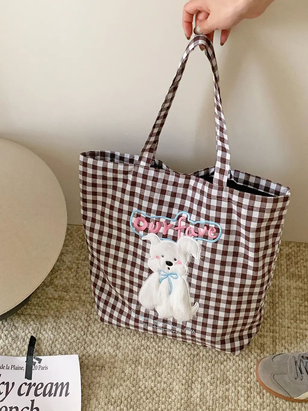 Cute Plush Puppy Bag Red White Large Capacity — feature 32