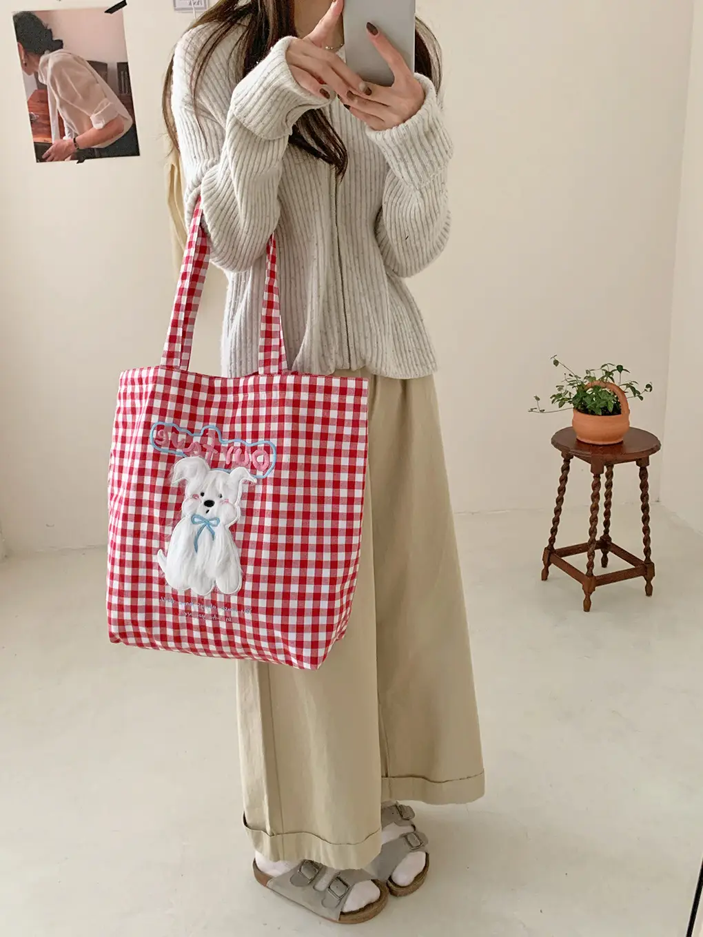 Cute Plush Puppy Bag Red White Large Capacity — feature 7