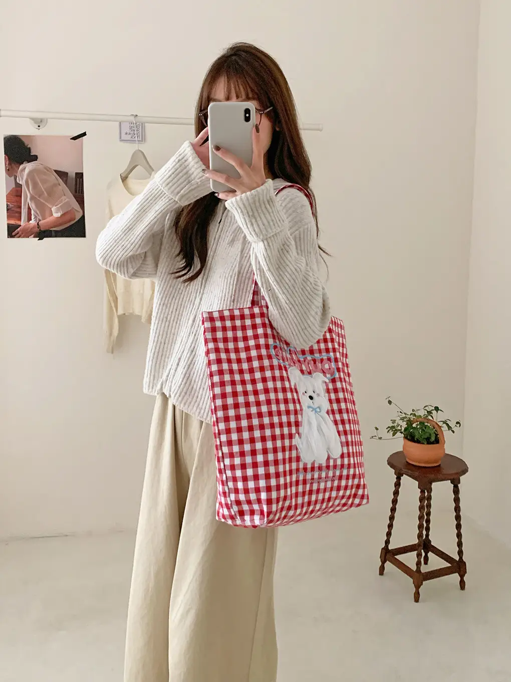 Cute Plush Puppy Bag Red White Large Capacity — feature 8