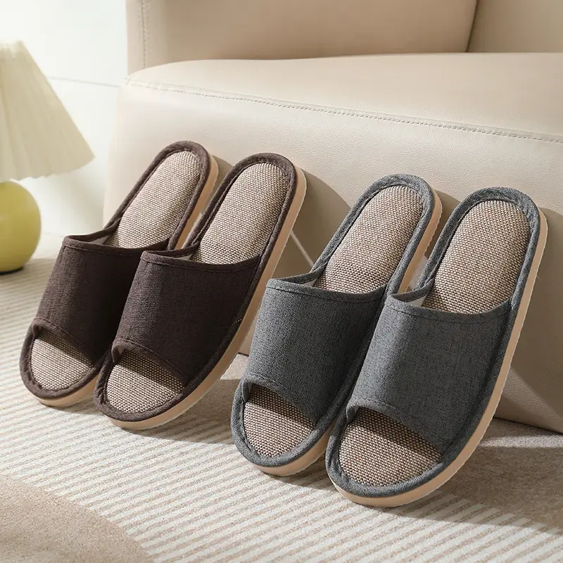 New Style Home Slippers Women's Summer Home Indoor Four Seasons Cotton Linen Linen Floor Slippers Men's Summer