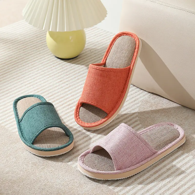 New Style Home Slippers Women's Summer Home Indoor Four Seasons Cotton Linen Linen Floor Slippers Men's Summer
