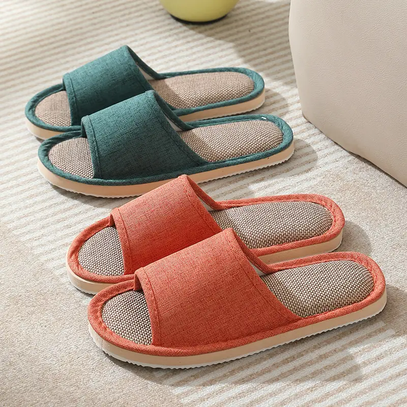 New Style Home Slippers Women's Summer Home Indoor Four Seasons Cotton Linen Linen Floor Slippers Men's Summer