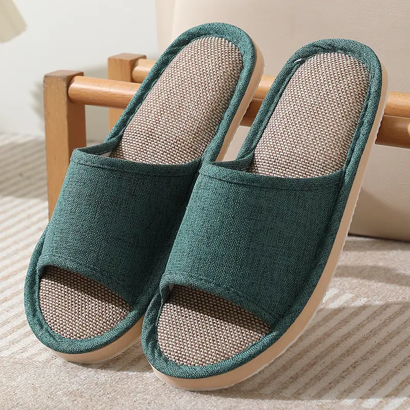 New Style Home Slippers Women's Summer Home Indoor Four Seasons Cotton Linen Linen Floor Slippers Men's Summer