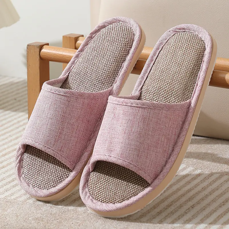 New Style Home Slippers Women's Summer Home Indoor Four Seasons Cotton Linen Linen Floor Slippers Men's Summer