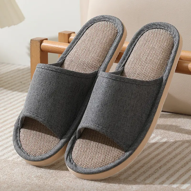 New Style Home Slippers Women's Summer Home Indoor Four Seasons Cotton Linen Linen Floor Slippers Men's Summer
