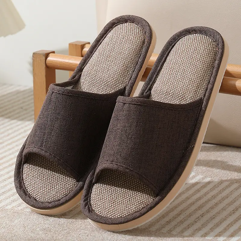 New Style Home Slippers Women's Summer Home Indoor Four Seasons Cotton Linen Linen Floor Slippers Men's Summer