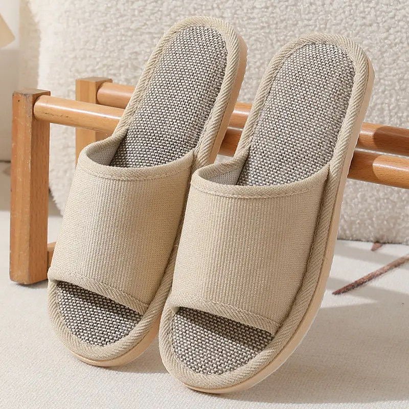 New Style Home Slippers Women's Summer Home Indoor Four Seasons Cotton Linen Linen Floor Slippers Men's Summer